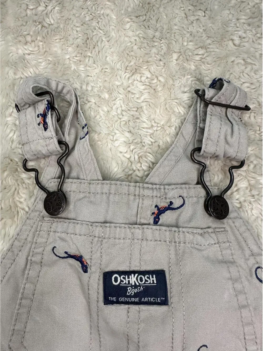 OshKosh B'gosh VestBak unisex khaki overalls 18M cotton embroidered classic - Picture 3 of 10